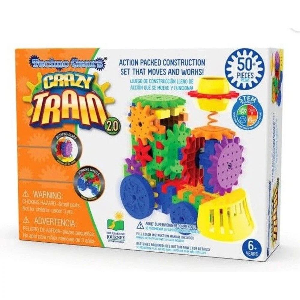 Techno Gears Crazy Train 2.0 STEM Building Set 50+ Pieces Motorized NEW Kids Toy